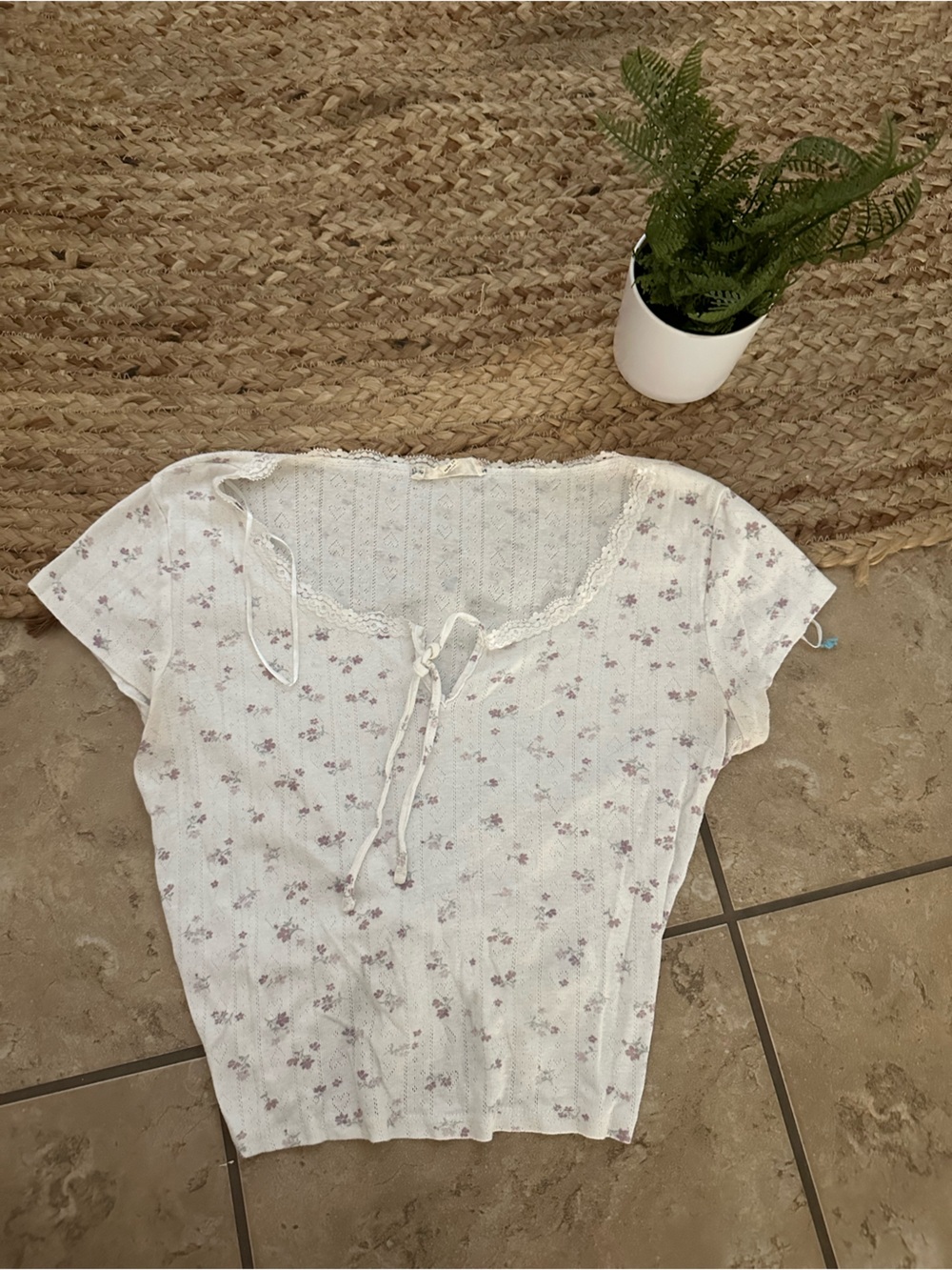 FLORAL KNIT CROP TOP